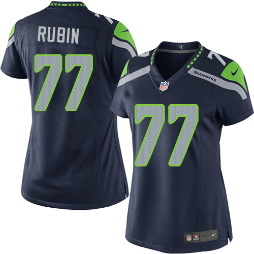 Women's Elite Ahtyba Rubin Nike Jersey Navy Blue Home - #77 NFL Seattle Seahawks